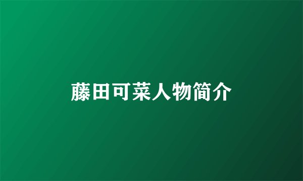 藤田可菜人物简介