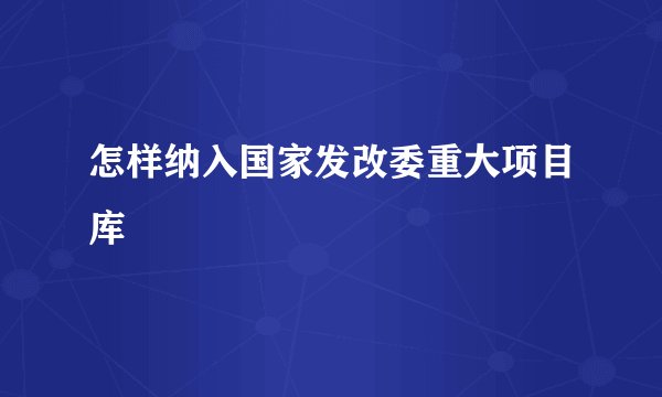 怎样纳入国家发改委重大项目库
