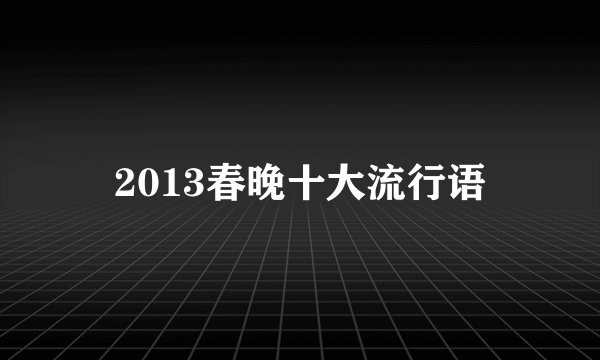 2013春晚十大流行语