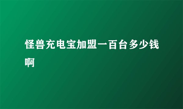 怪兽充电宝加盟一百台多少钱啊