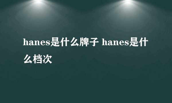 hanes是什么牌子 hanes是什么档次