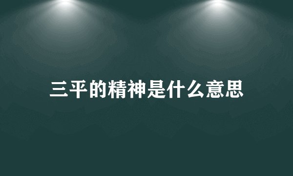 三平的精神是什么意思