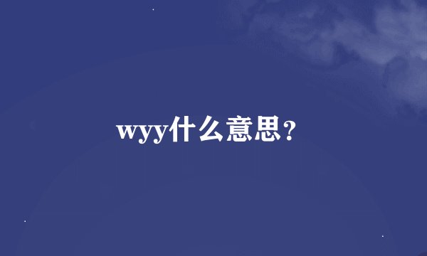 wyy什么意思？
