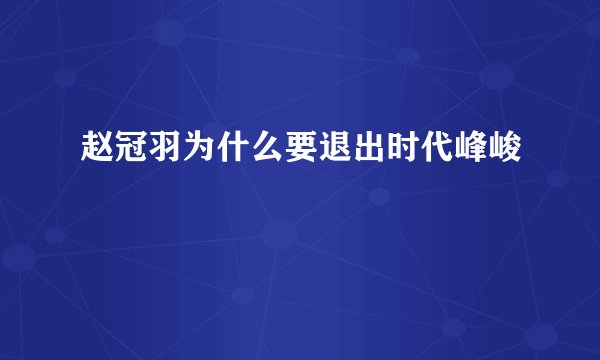 赵冠羽为什么要退出时代峰峻