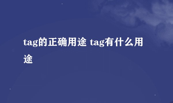 tag的正确用途 tag有什么用途