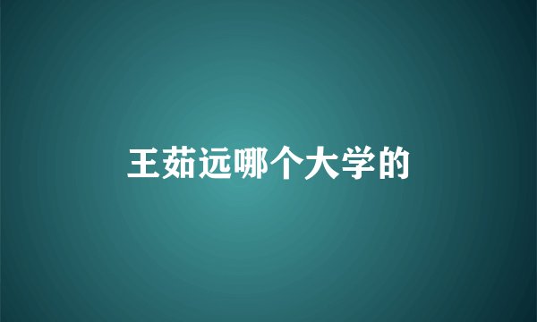 王茹远哪个大学的