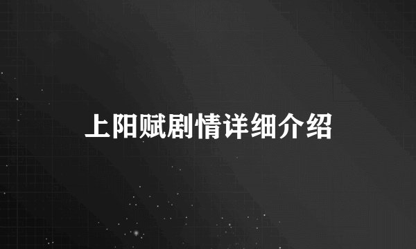 上阳赋剧情详细介绍