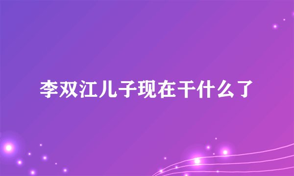 李双江儿子现在干什么了