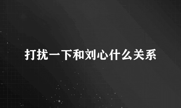 打扰一下和刘心什么关系