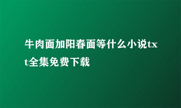 牛肉面加阳春面等什么小说txt全集免费下载