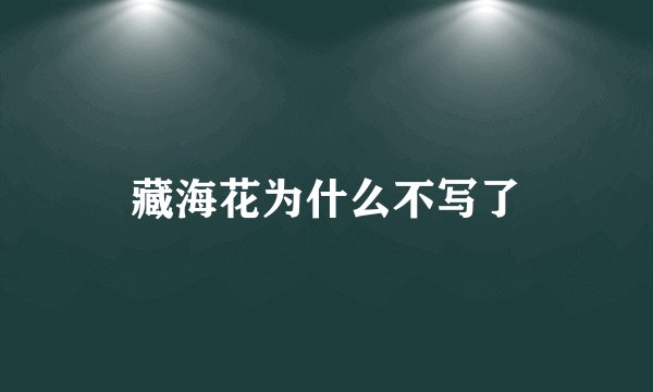藏海花为什么不写了