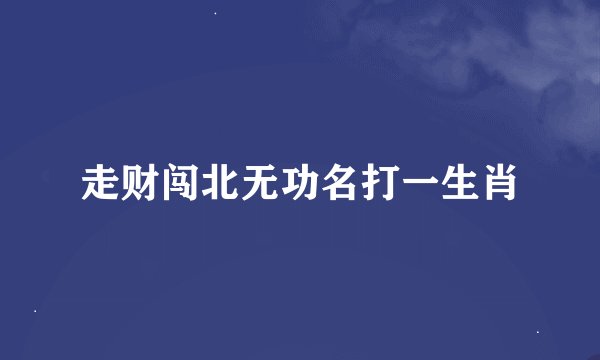 走财闯北无功名打一生肖