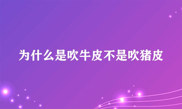 为什么是吹牛皮不是吹猪皮