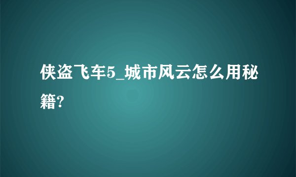 侠盗飞车5_城市风云怎么用秘籍?