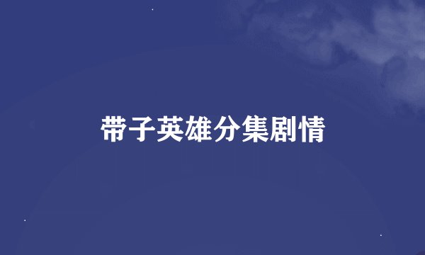 带子英雄分集剧情