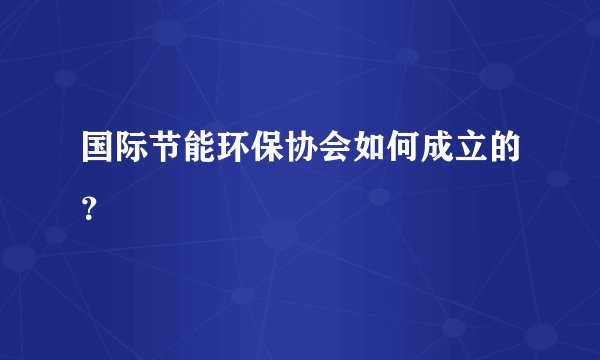 国际节能环保协会如何成立的？