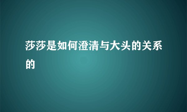 莎莎是如何澄清与大头的关系的