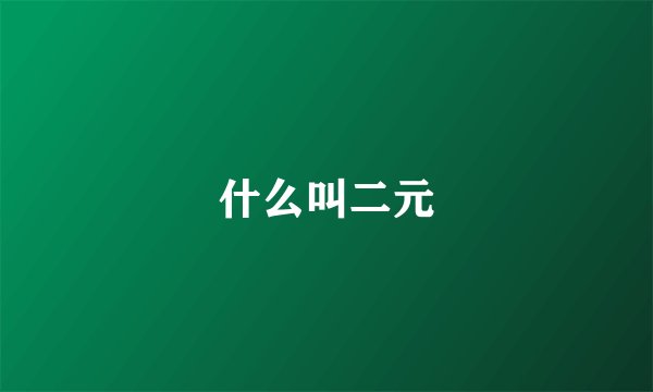 什么叫二元