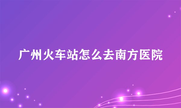 广州火车站怎么去南方医院