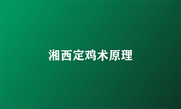 湘西定鸡术原理