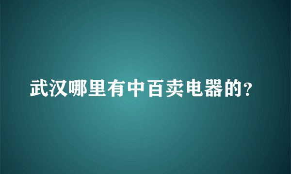 武汉哪里有中百卖电器的？