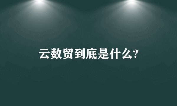 云数贸到底是什么?