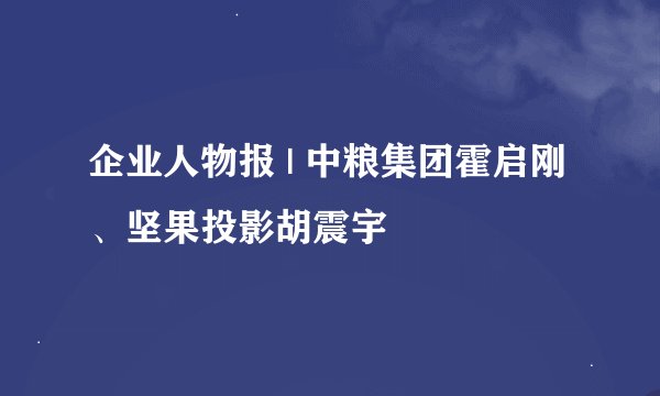 企业人物报 | 中粮集团霍启刚、坚果投影胡震宇