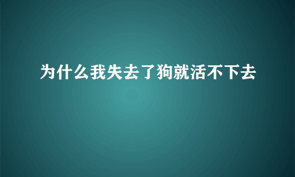 为什么我失去了狗就活不下去