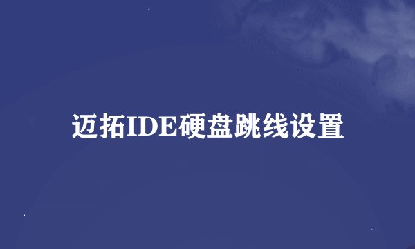 迈拓IDE硬盘跳线设置