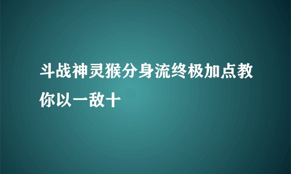 斗战神灵猴分身流终极加点教你以一敌十