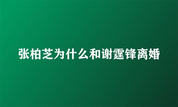 张柏芝为什么和谢霆锋离婚