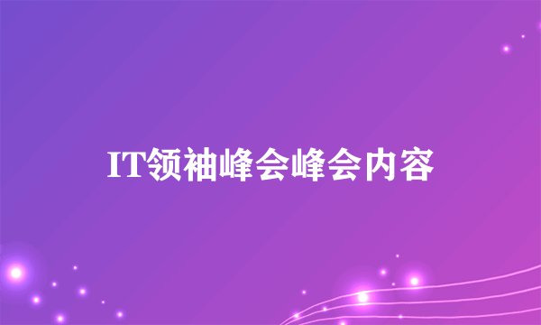 IT领袖峰会峰会内容
