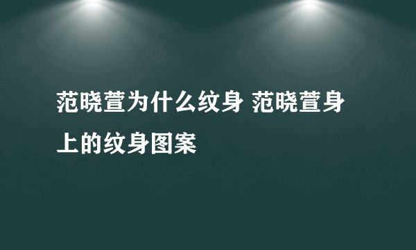 范晓萱为什么纹身 范晓萱身上的纹身图案