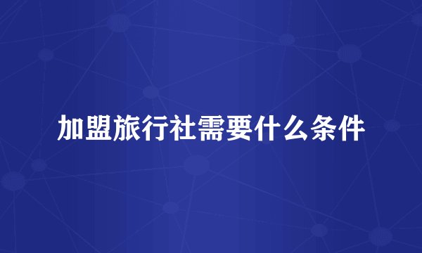 加盟旅行社需要什么条件