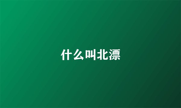 什么叫北漂