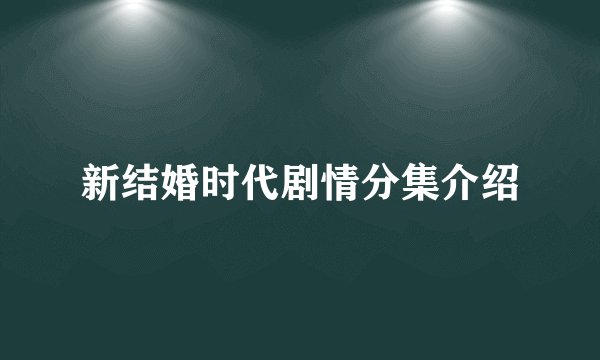 新结婚时代剧情分集介绍
