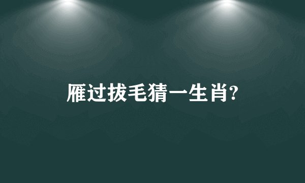 雁过拔毛猜一生肖?