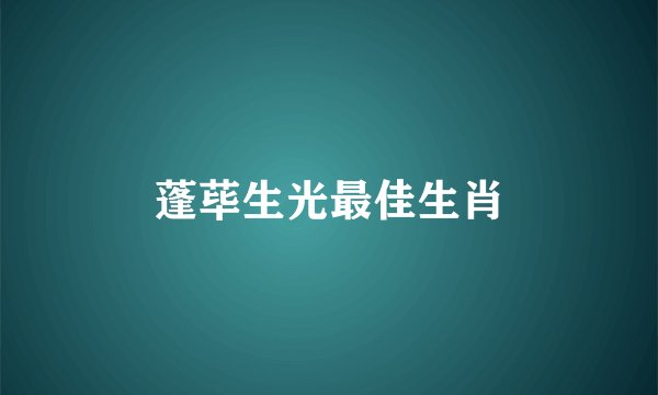 蓬荜生光最佳生肖