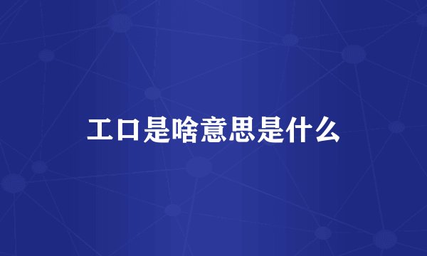 工口是啥意思是什么