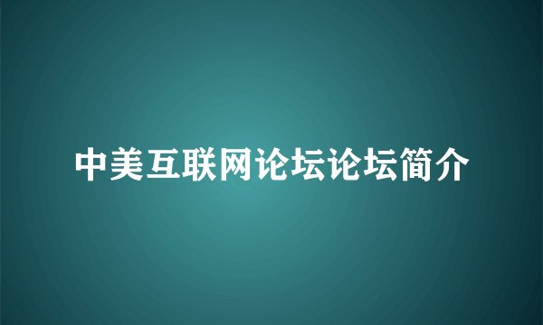 中美互联网论坛论坛简介