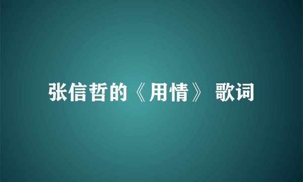 张信哲的《用情》 歌词