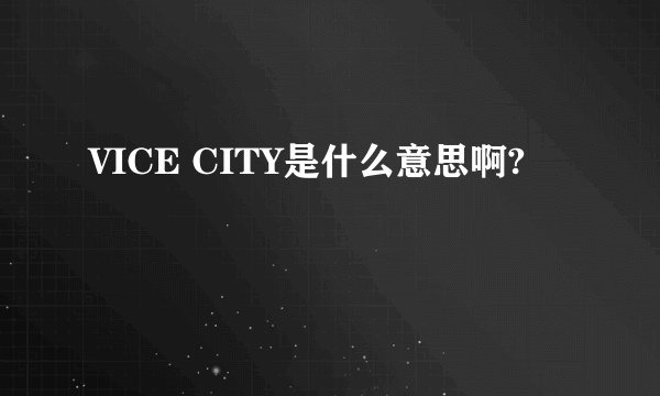 VICE CITY是什么意思啊?
