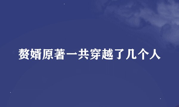 赘婿原著一共穿越了几个人