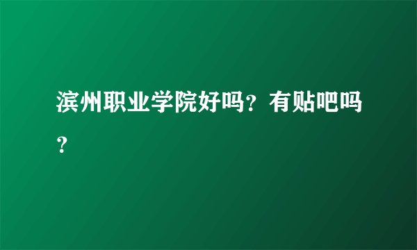 滨州职业学院好吗？有贴吧吗？