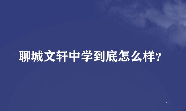 聊城文轩中学到底怎么样？
