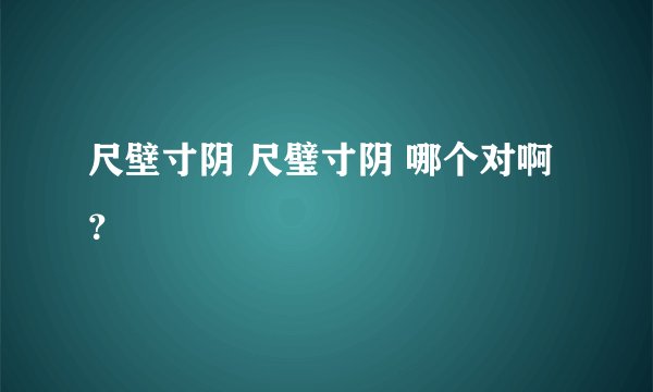 尺壁寸阴 尺璧寸阴 哪个对啊？