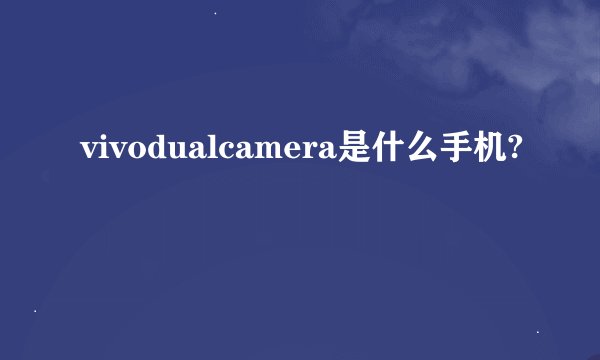 vivodualcamera是什么手机?