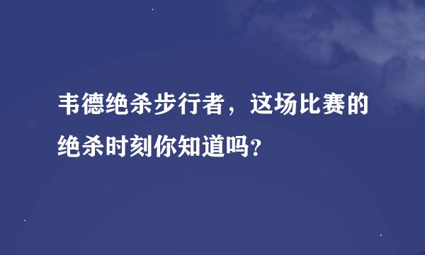 韦德绝杀步行者，这场比赛的绝杀时刻你知道吗？