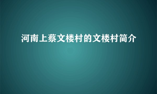 河南上蔡文楼村的文楼村简介