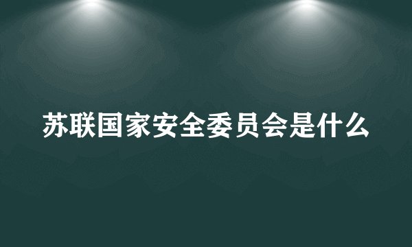 苏联国家安全委员会是什么